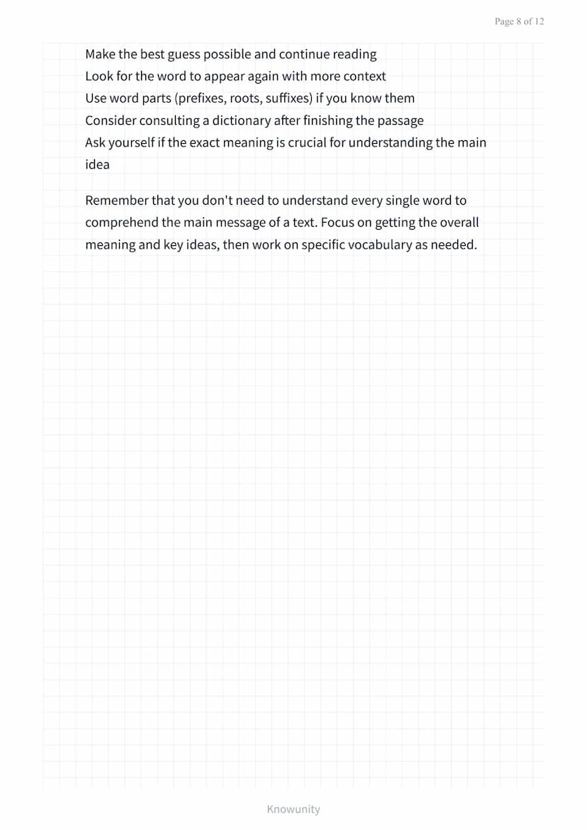 Reading comprehension and strategies: Context clues and
vocabulary
Master context clues and vocabulary strategies for
better reading
What yo