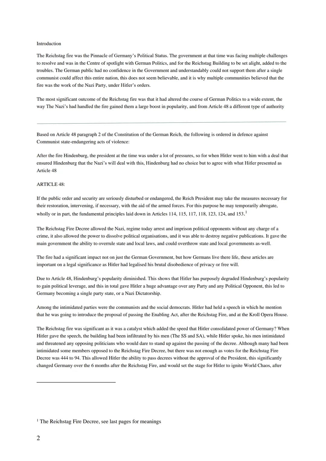Assess the significance of the Reichstag Fire
THE REICHSTAG FIRE Introduction
The Reichstag fire was the Pinnacle of Germany's Political Sta