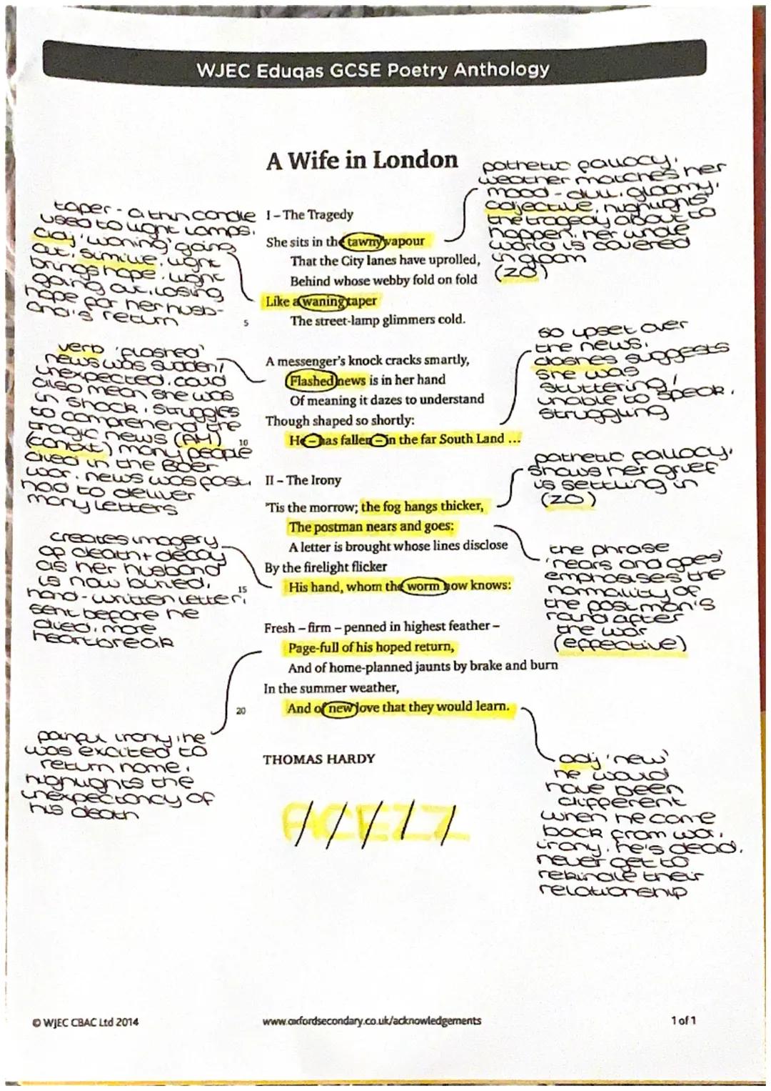 WJEC Eduqas GCSE Poetry Anthology
taper-athin concle 1-The Tragedy
used to ught camps.
ciaj woning going
at, simile, wight
brings hope. Ligh