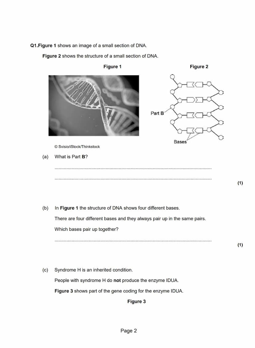 Q1.Figure 1 shows a human body cell.
(b)
(a) Which part in Figure 1 contains chromosomes?
Tick one box.
A
B
C
Type of cell
Human body cell
S