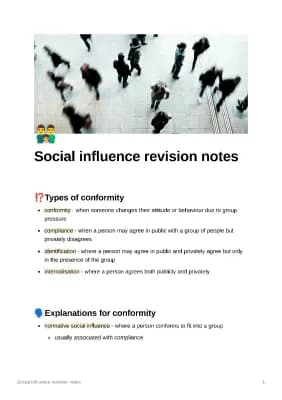 Know Social influence revision notes  thumbnail