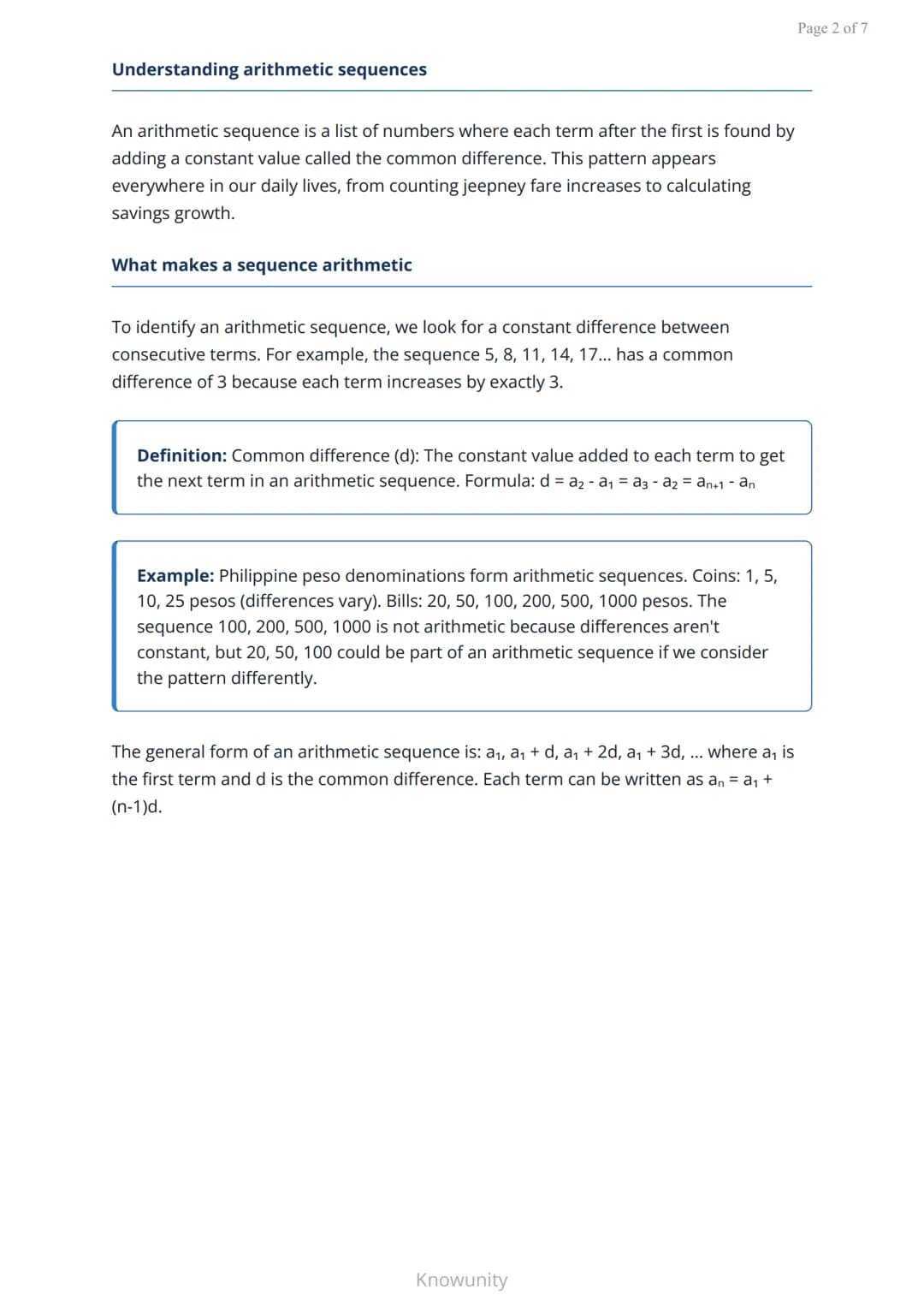 Arithmetic sequences and series: Finding patterns in numbers
Master arithmetic sequences, series, and their real-world
applications
What you