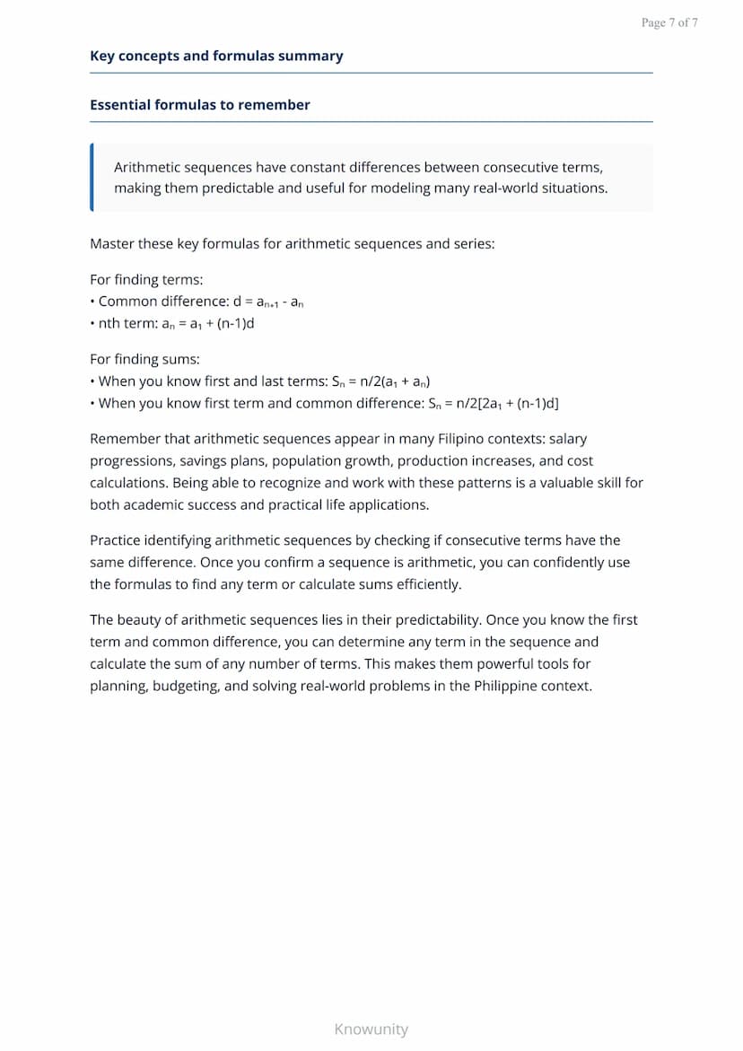 Arithmetic sequences and series: Finding patterns in numbers
Master arithmetic sequences, series, and their real-world
applications
What you