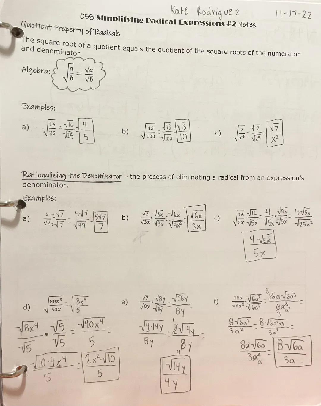 simplifying radical expressions #2