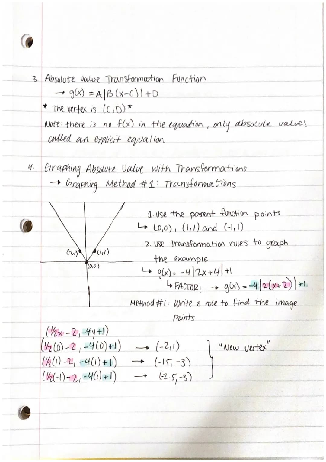 Absolute value notes Day 1
1. Absolute value of a number is the distance from 0 on a
number line. It represents positive distance without di