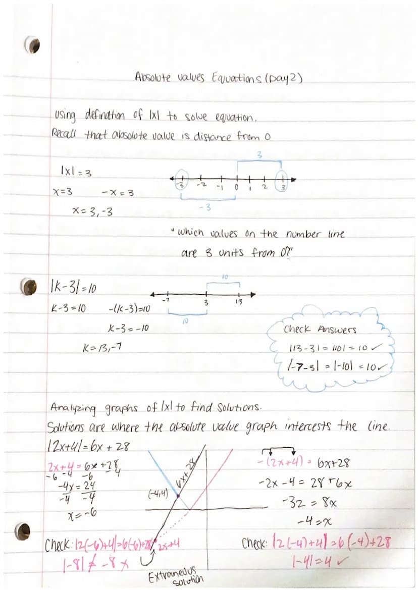 Absolute value notes Day 1
1. Absolute value of a number is the distance from 0 on a
number line. It represents positive distance without di