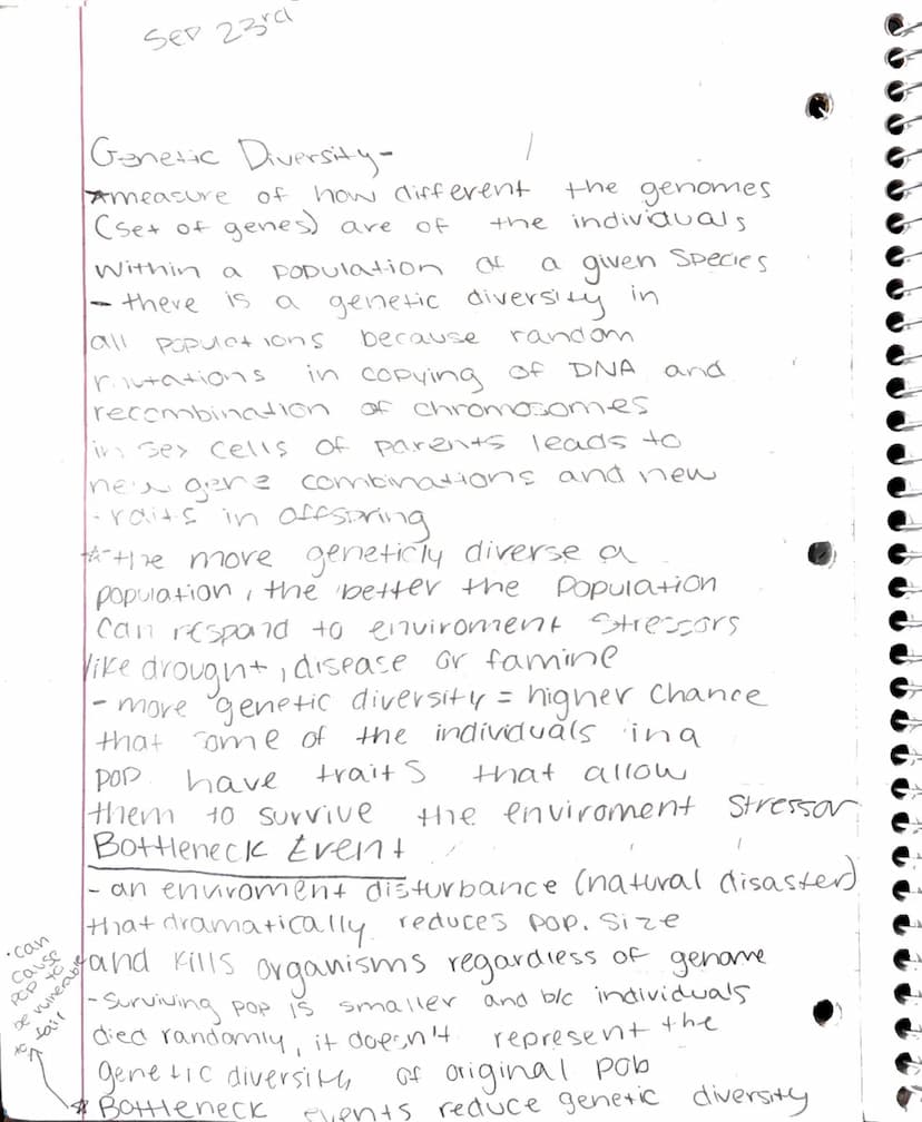 measure
Sep 23rd
Unit 2
measure
Biodiversity Basics
diversity of
life forms in an
-
ecosystem; measured
ecosystem diversity: the number
of d