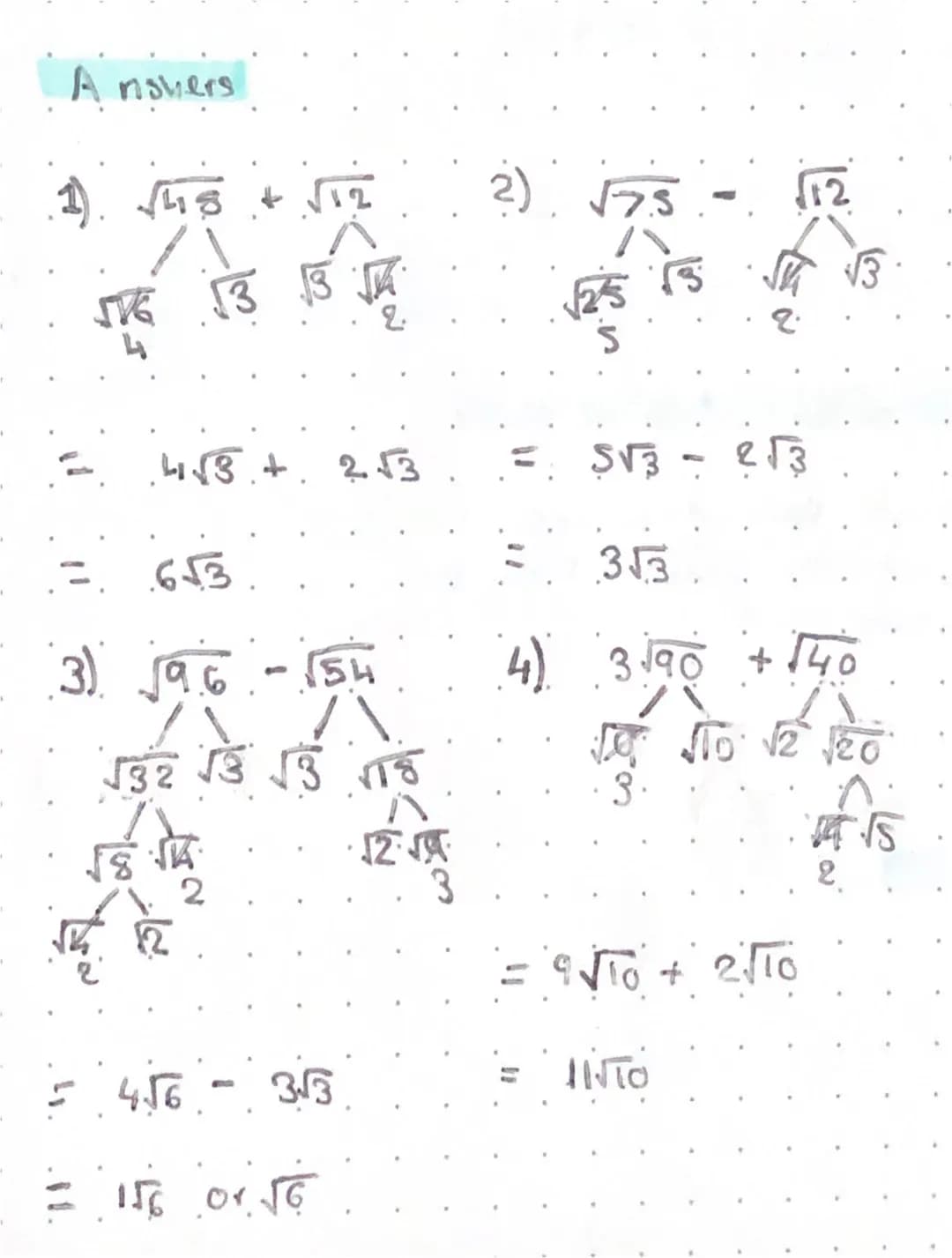 SURDS adding
and subtracting
√4.8. + 127. 1. Simplify, both the surds so that.
√√√3
√3
they haw the same number.
to les Square rooted.
2. So