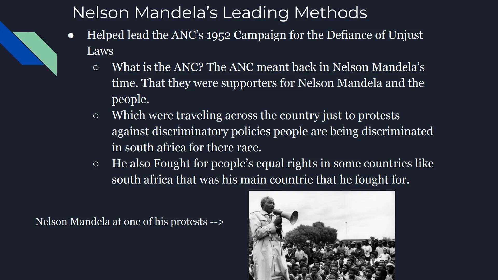 Nelson Mandela
By: Carmen Radford Nelson Mandela's background and childhood.
Born on: July 18, 1918
Born as: Nelson Rolihlahla Mandela
Place