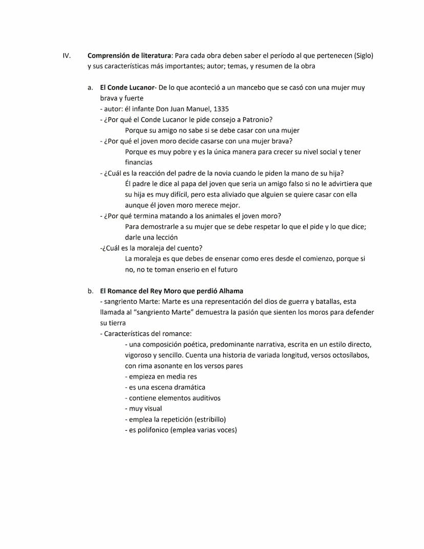Guía de estudio - Examen Semestral 2022-23
I.
II.
Autores, obras, épocas y movimientos literarios:
a. Ver esquema de las obras
b. Saber de q