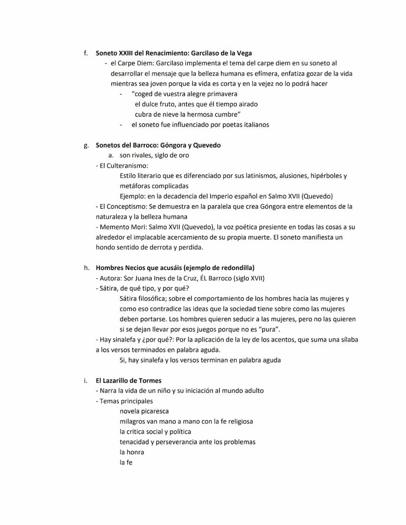 Guía de estudio - Examen Semestral 2022-23
I.
II.
Autores, obras, épocas y movimientos literarios:
a. Ver esquema de las obras
b. Saber de q