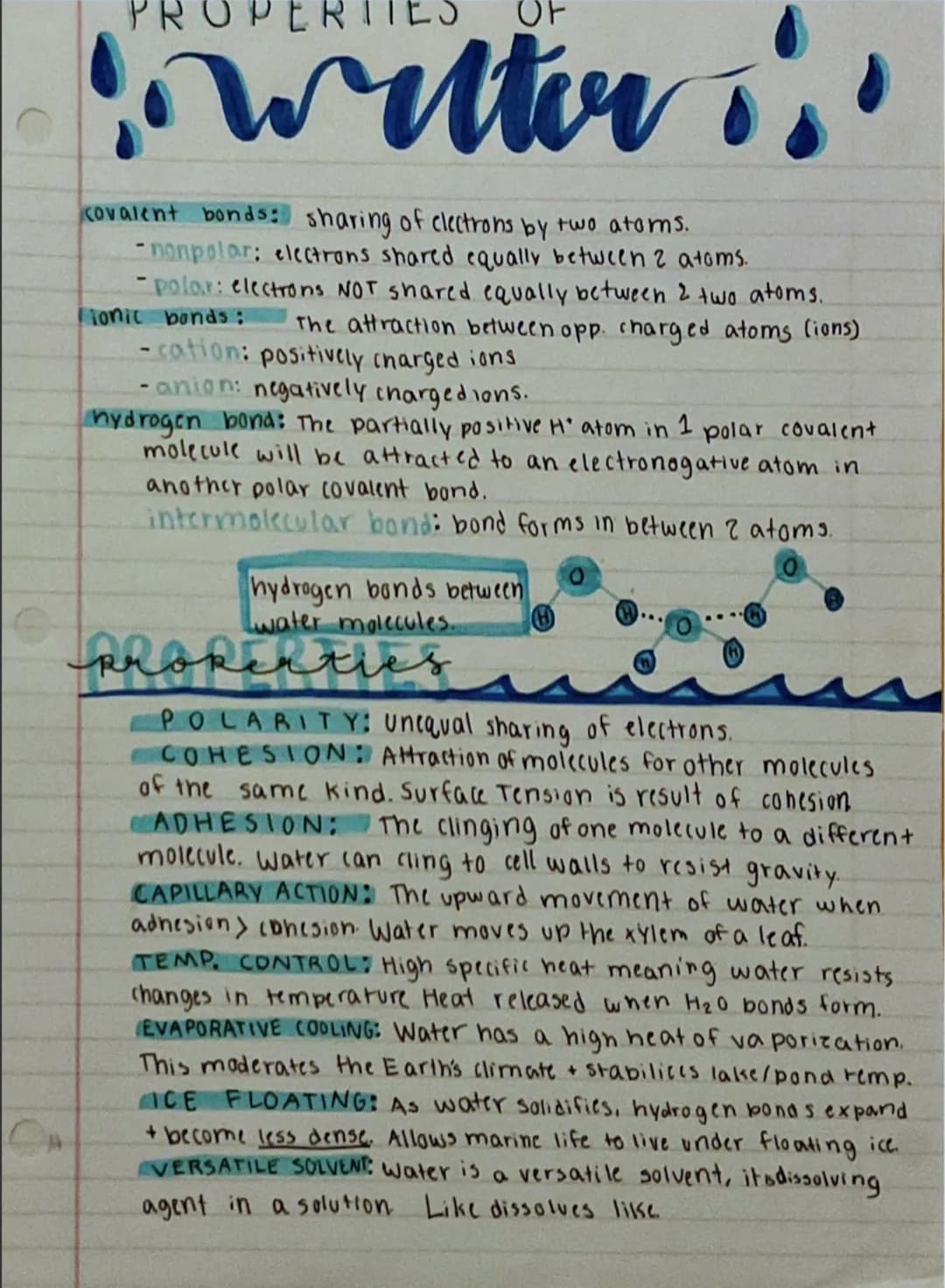 PROPERTIES
OF
witter.
covalent bonds: sharing of electrons by two atoms.
-nonpolar: electrons shared equally between 2 atoms.
-polar: electr