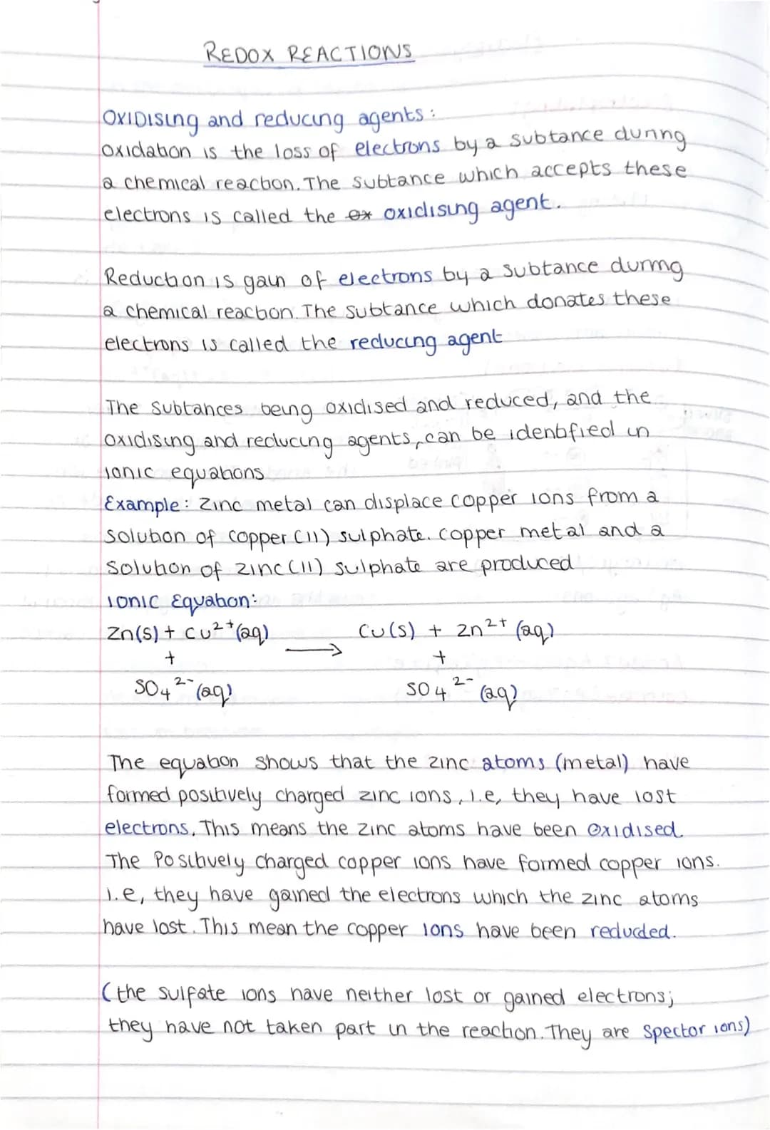 REDOX REACTIONS
OXIDISing and reducing agents:
oxidation is the loss of electrons by a subtance during
a chemical reaction. The subtance whi