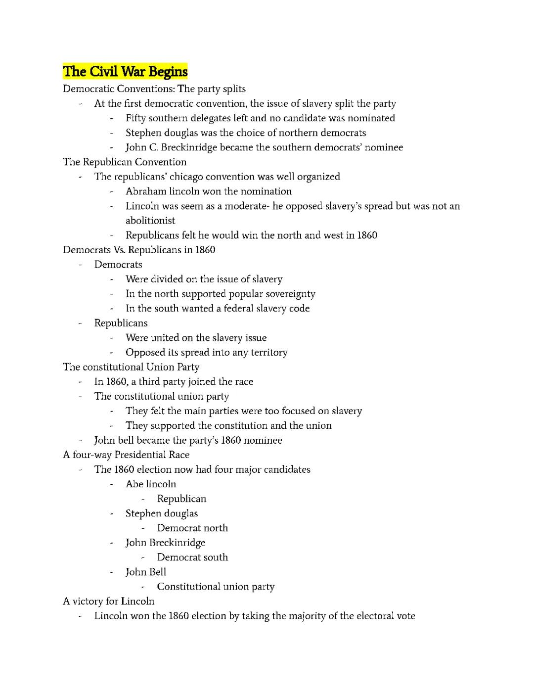 The Civil War Begins