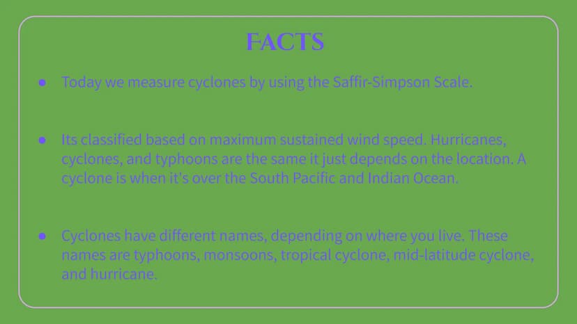 CYCIONES Circular
Yikes
Catastrophe
Large
Ocean
Nature
Earth
INTRODUCTION ORIGINS
• Cyclones form when warm, moist air over the ocean rises 