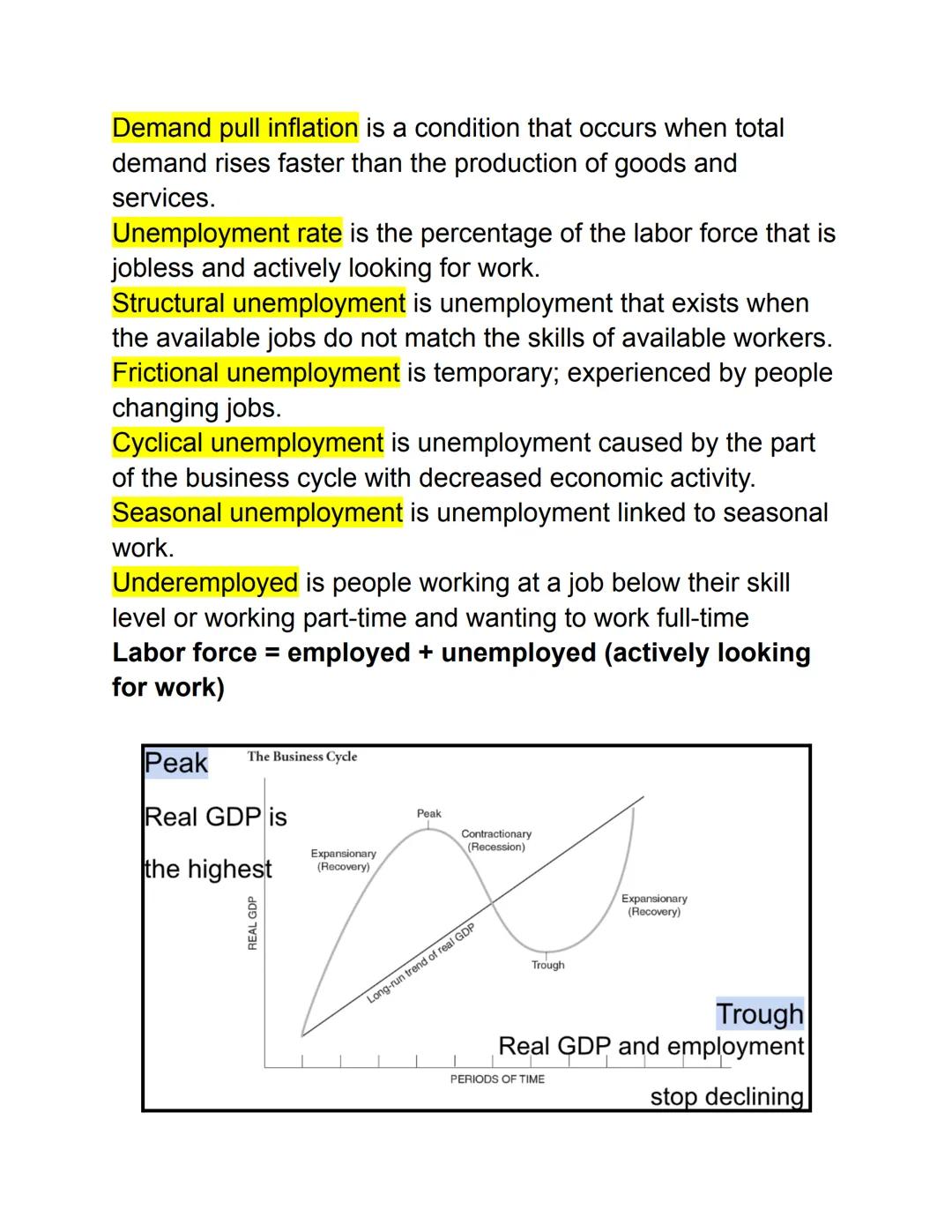ECONOMIC INDICATORS & MEASUREMENTS
TEST STUDY GUIDE
Gross Domestic Product (GDP) is the market value of all final
goods and services produce