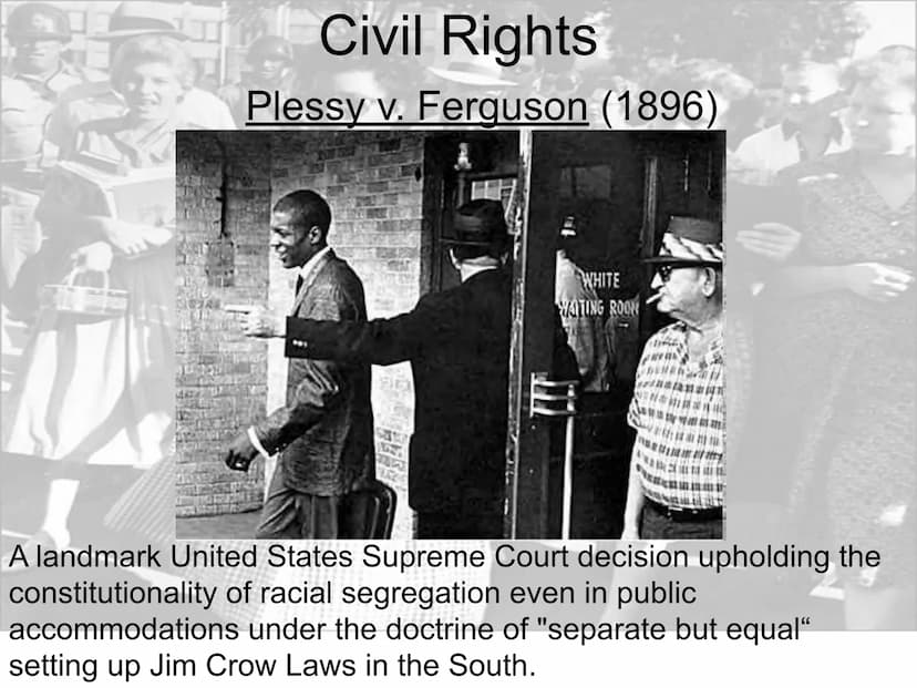 5
Civil Rights Civil Rights
Plessy v. Ferguson (1896)
WHITE
WAITING ROOM
A landmark United States Supreme Court decision upholding the
const