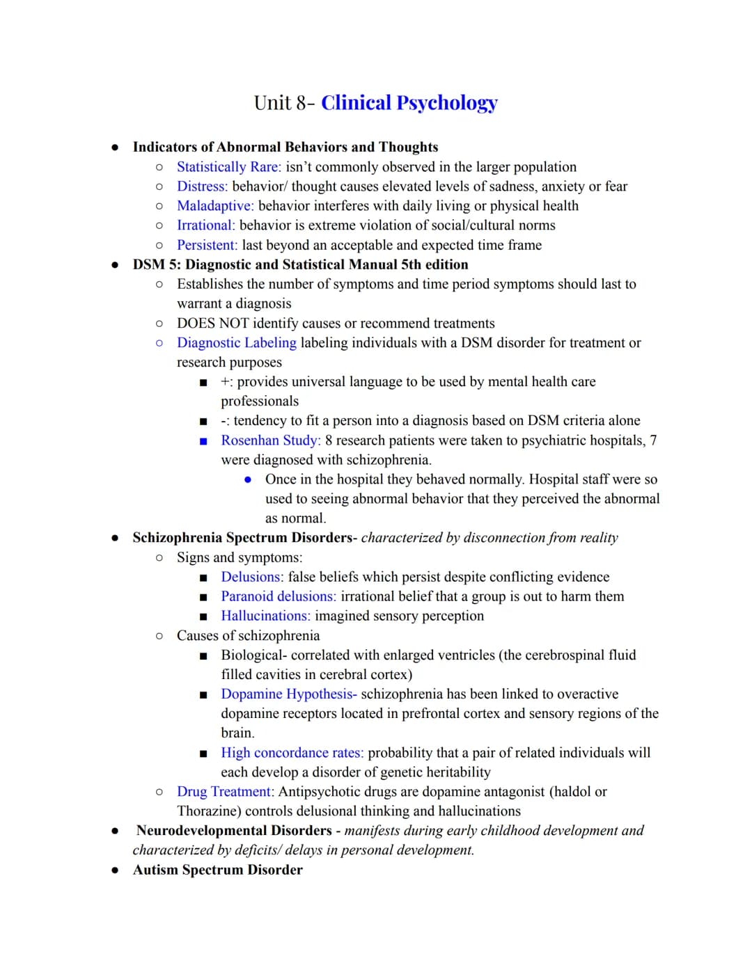 ● Indicators of Abnormal Behaviors and Thoughts
Statistically Rare: isn't commonly observed in the larger population
Distress: behavior/ tho