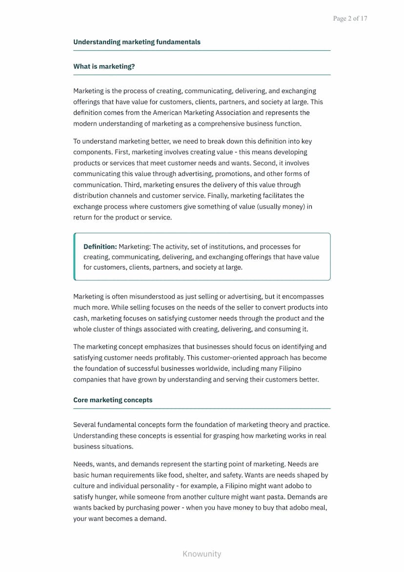 Introduction to Marketing: Definition and Importance of Marketing
Understanding marketing fundamentals and its role in
business success
What