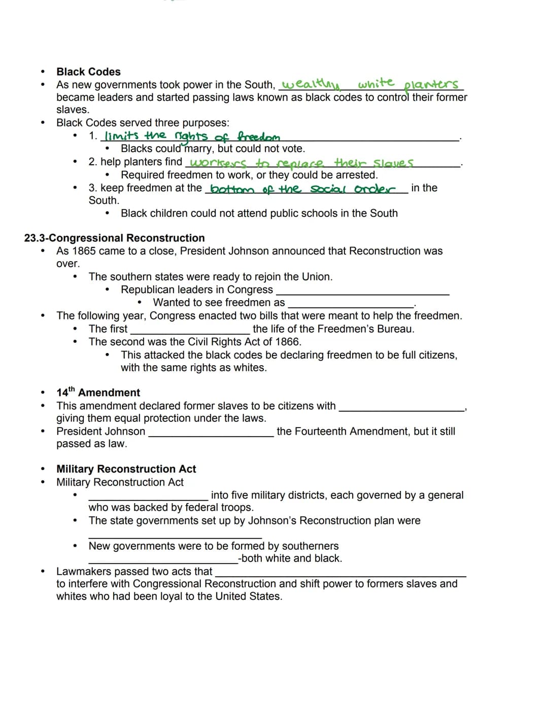 Directions: Read the copies of the 13th, 14th, and 15th amendments that have been provided. For each amendment, rewrite it in your own words