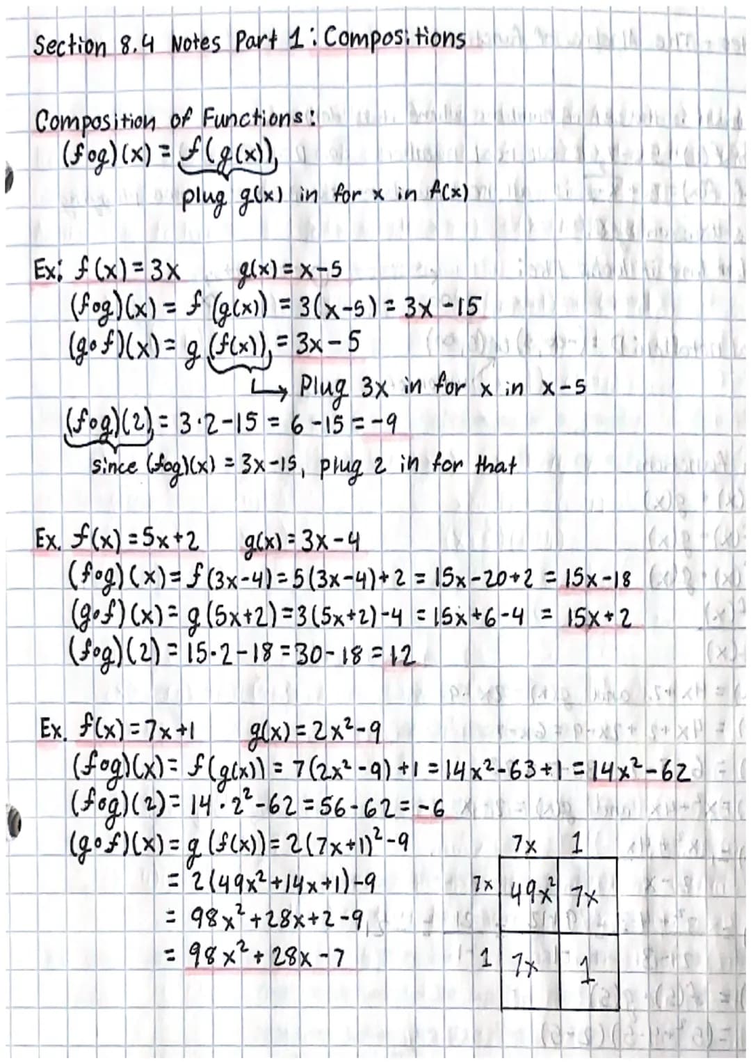 
<h2 id="compositionoffunctions">Composition of Functions</h2>
<p>The composition of functions, denoted as (fog)(x) = f(g(x)), allows us to 