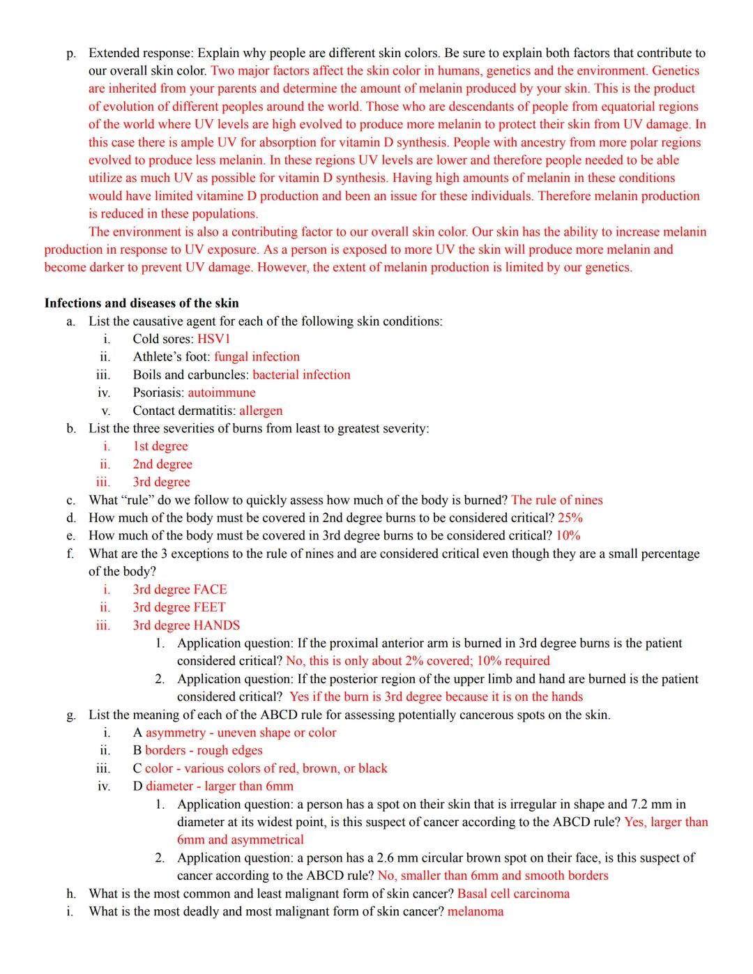 BIO II Ch. 4 Study Guide
Membranes
a.
Skin
a.
List the three types of epithelial membranes and give a brief description in the space below:
