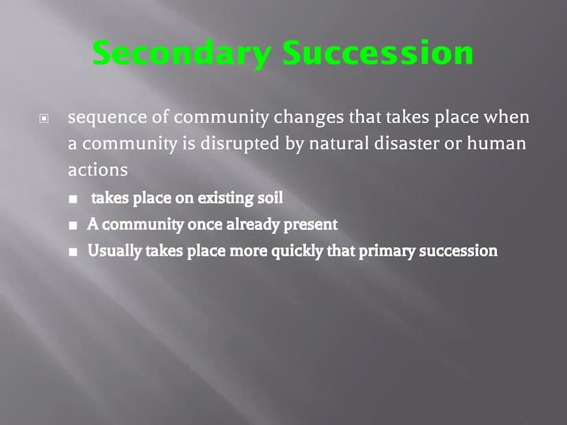 SUCCESSION
a series of changes in a community in which
new populations of organisms gradually
replace existing ones
Primary Succession
Secon