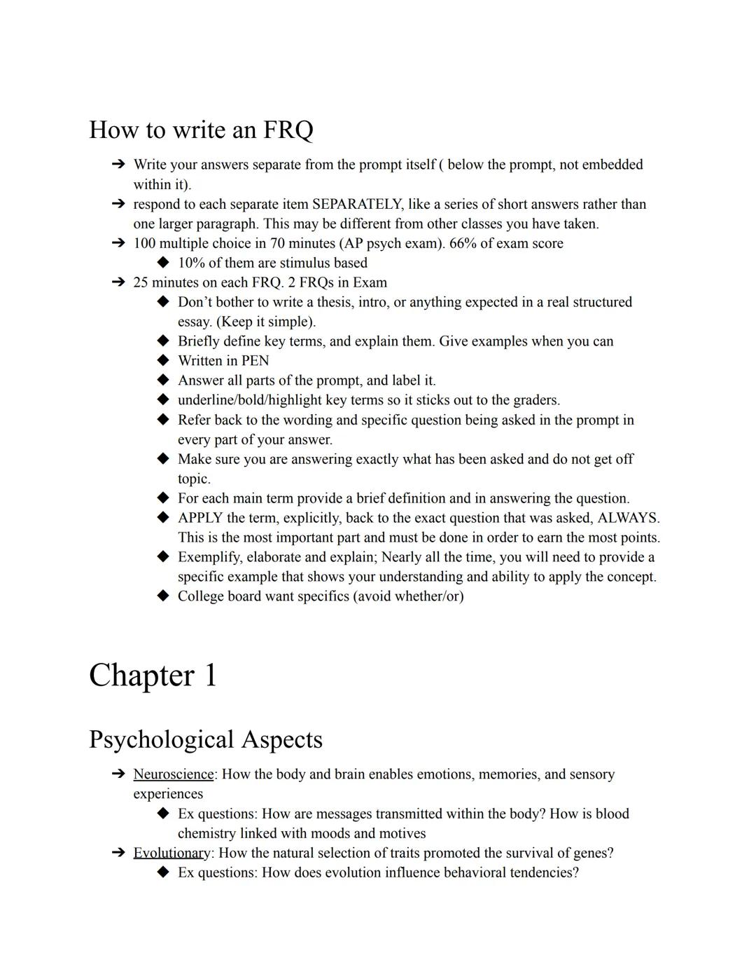 How to write an FRQ
→ Write your answers separate from the prompt itself (below the prompt, not embedded
within it).
→ respond to each separ