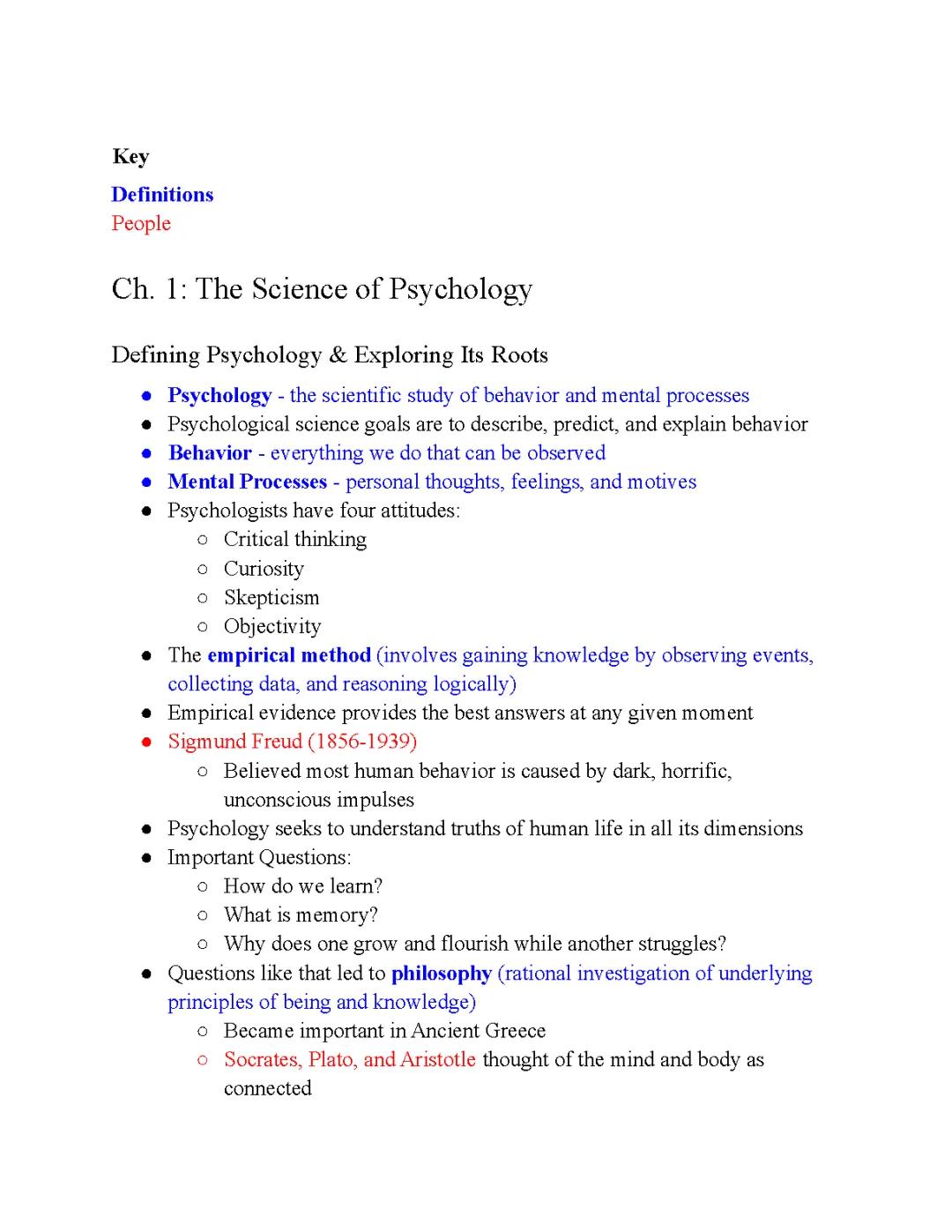 Free Introductory Psychology Study Notes PDF: Easy Guide for Beginners