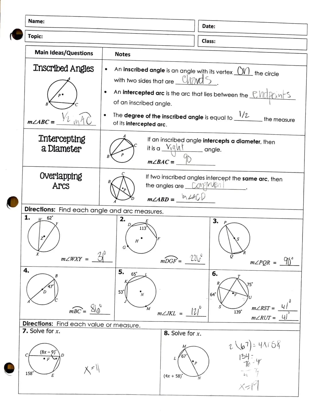 Inscribed angles 