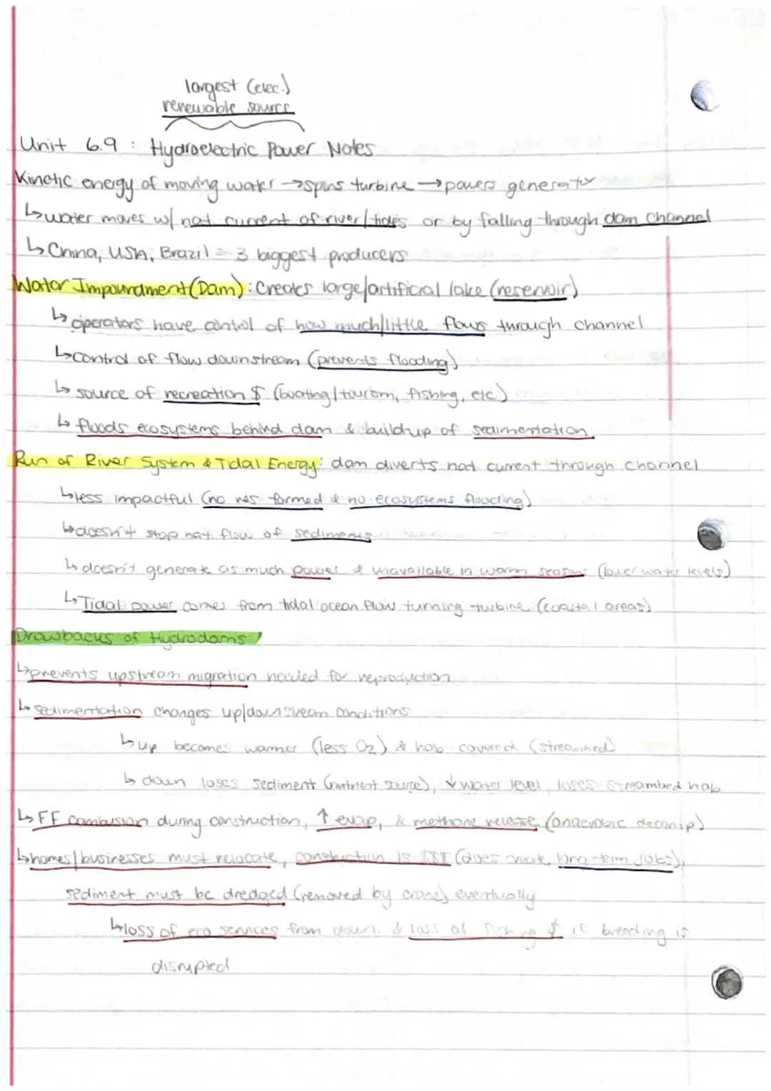 Unit 6.1: Renewable Vs. Nonrenewable Energy Sources Notes
Renewable: can be replenished naturally, at or near rate of consumption.
→depleted