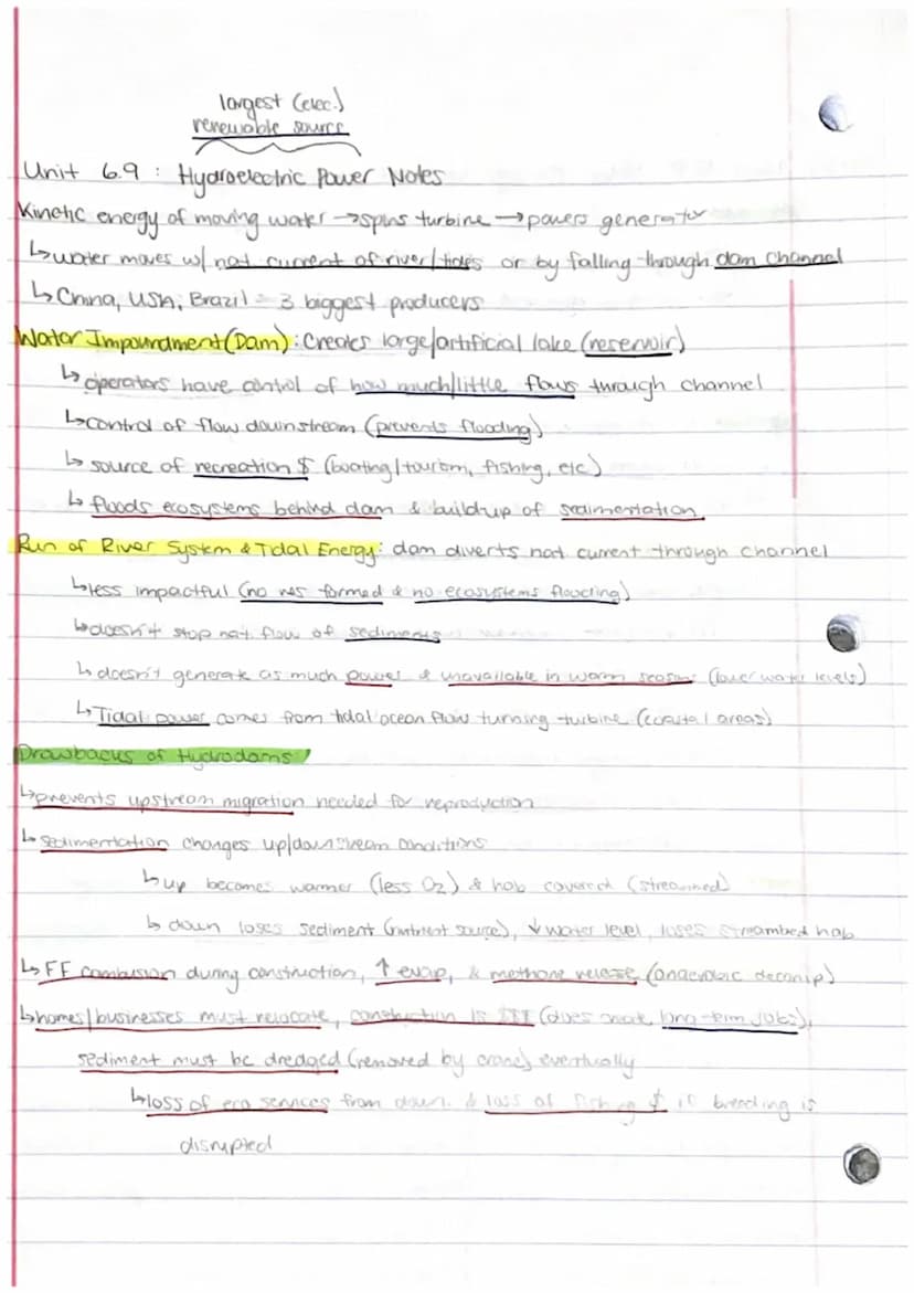 Unit 6.1: Renewable Vs. Nonrenewable Energy Sources Notes
Renewable: can be replenished naturally, at or near rate of consumption.
→depleted
