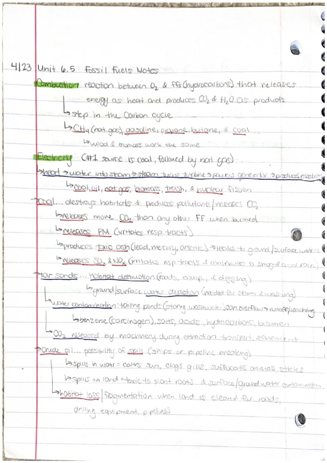Unit 6.1: Renewable Vs. Nonrenewable Energy Sources Notes
Renewable: can be replenished naturally, at or near rate of consumption.
→depleted