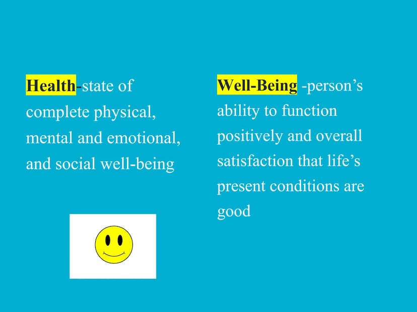 Bell Ringer
Check Your Health and Wellness Skills (on google
classroom) Health-state of
complete physical,
mental and emotional,
and social 