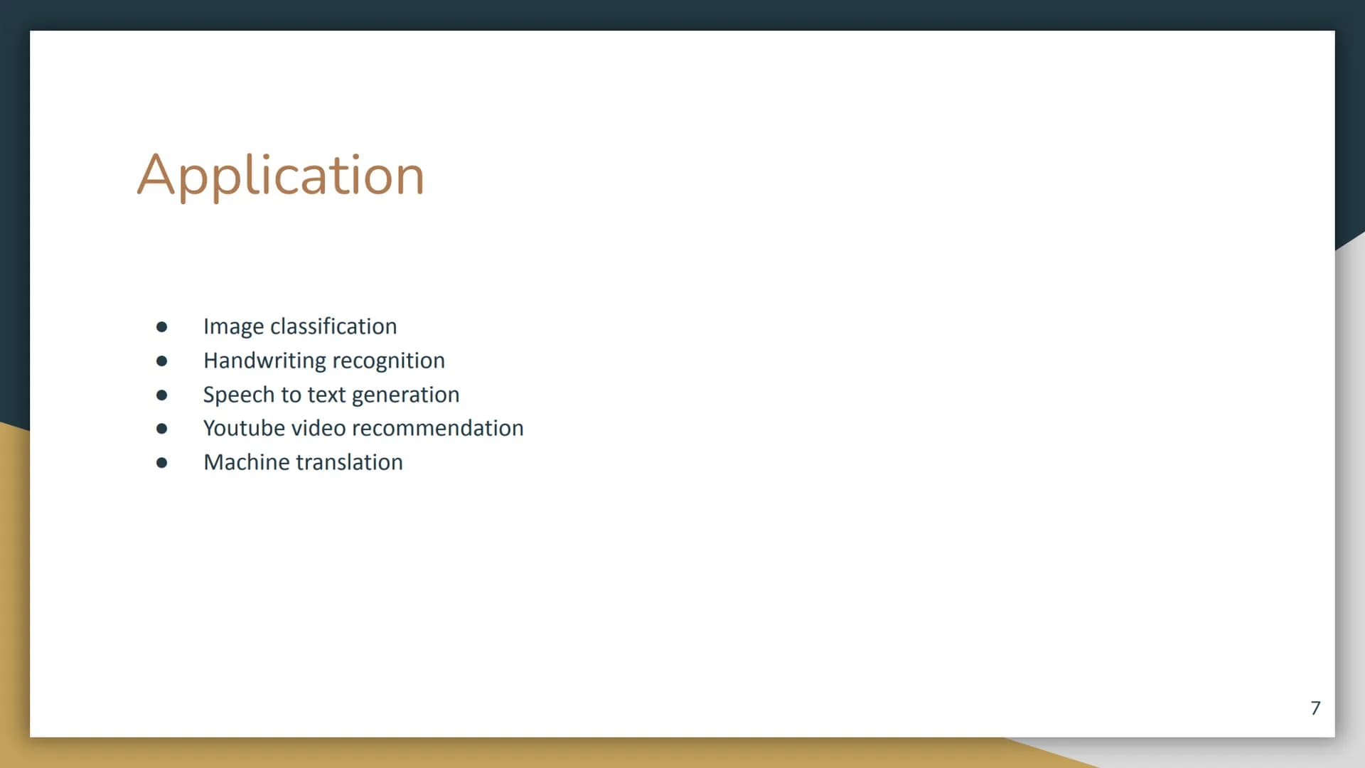 Deep Learning
1 Overview
Deep learning: a subfield of machine learning concerned with algorithms inspired by the structure and
function of t