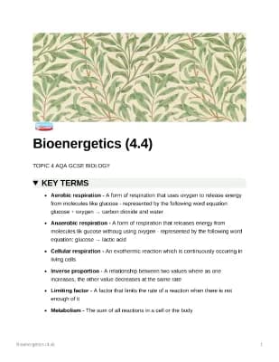 Know  Bioenergetics (4.4) - AQA GCSE Biology Higher   thumbnail