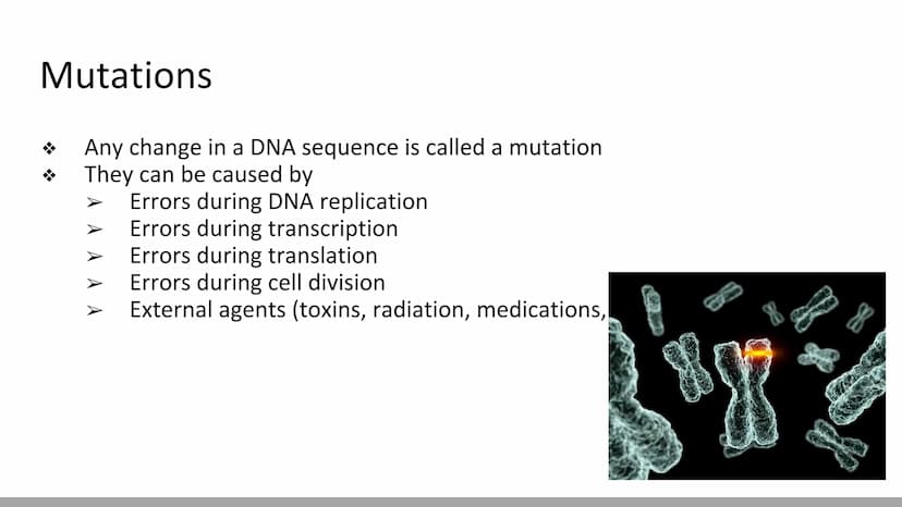 Mutations & DNA Technology
Biology X Mutations
H
Any change in a DNA sequence is called a mutation
They can be caused by
Errors during DNA r