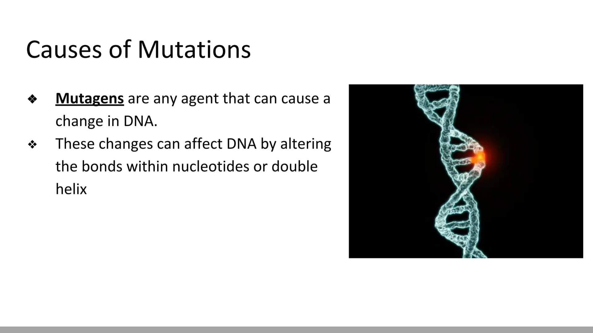 Mutations & DNA Technology
Biology X Mutations
H
Any change in a DNA sequence is called a mutation
They can be caused by
Errors during DNA r