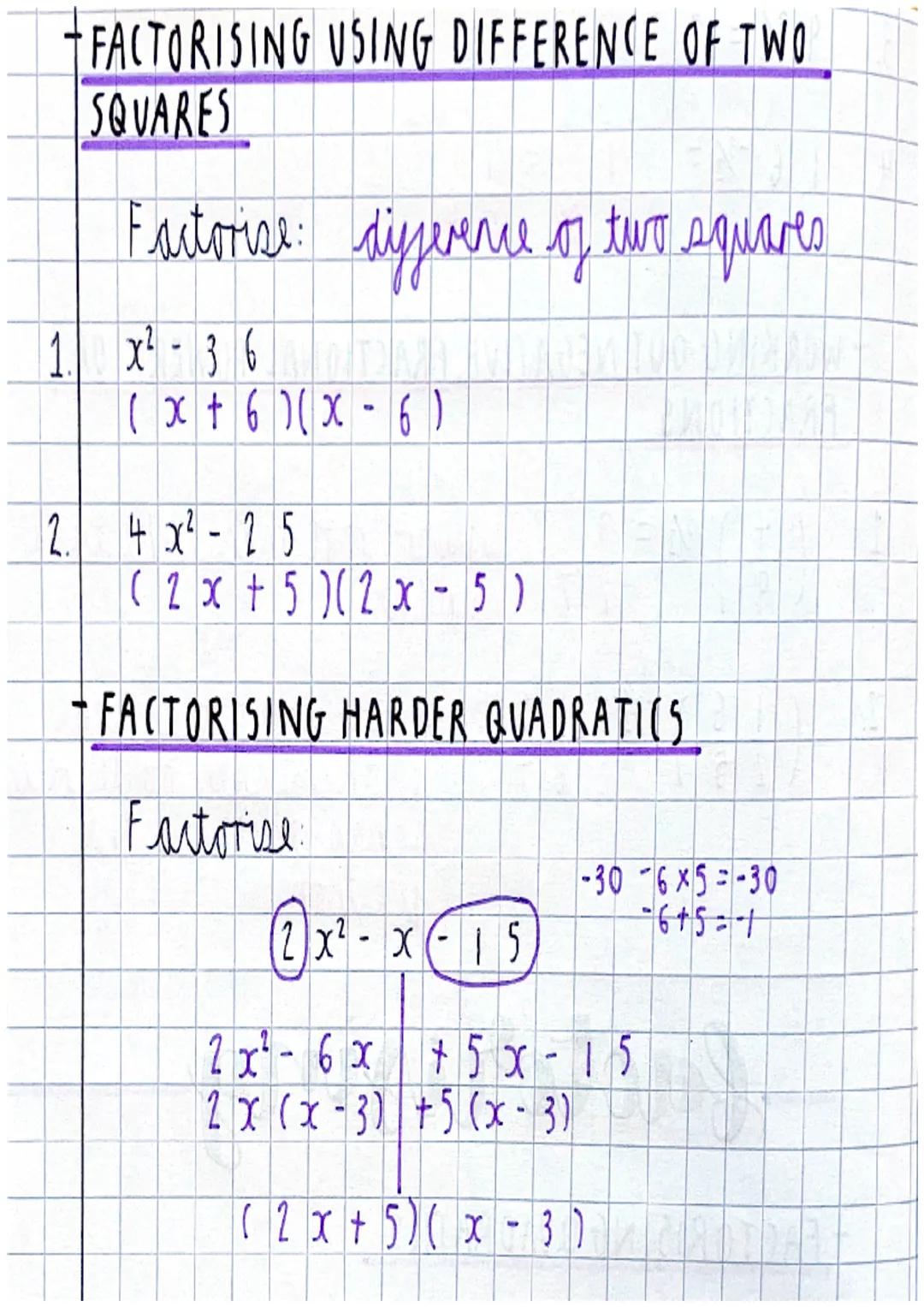 -factorising
- FACTORISING QUADRATICS
Factorise
x² + 7 x + 1 2
(x + 4)(x + 37
1.
2.
X²
3 x - 10
(x - 5)(x + 2)
because 4 x 3=12
4 + 3 = 7
be