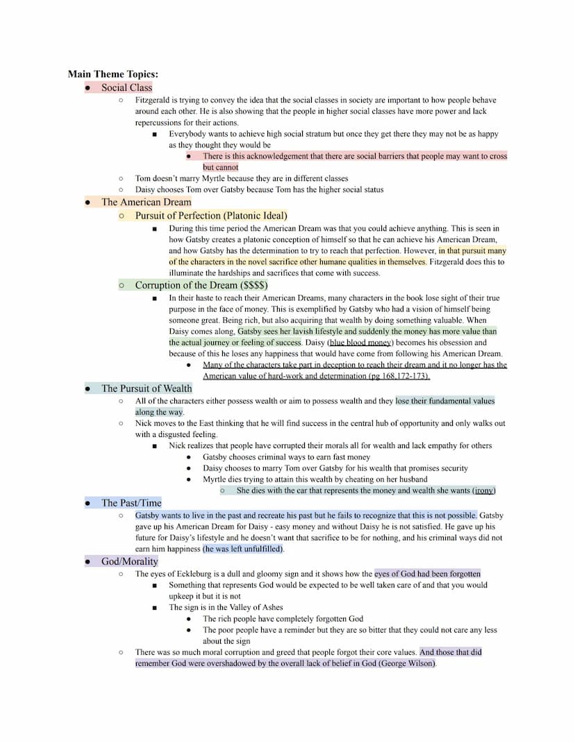 Example Thesis Statements:
•
• Through Nick Carraway's unique first person perspective Fitzgerald is able to reveal the problems
with Americ