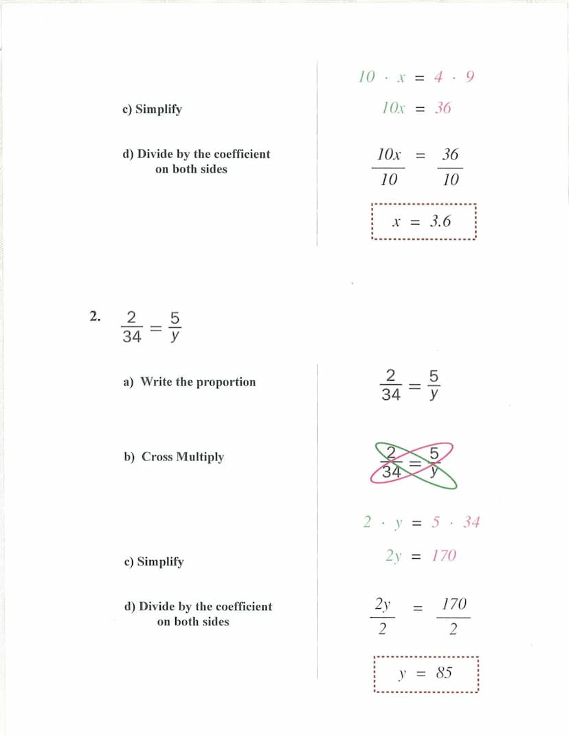 Solve Proportional Relationships
Lesson 1.6
Vocabulary:
Proportion - An equation stating that two ratios or rates are equivalent.
Example
10