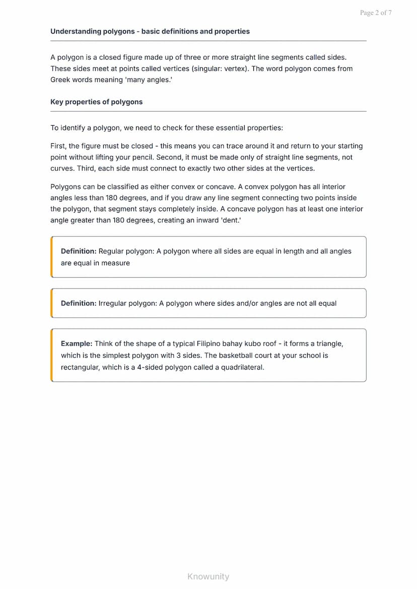 Geometry: Polygons and Quadrilaterals - Properties and Classification
Understanding polygon properties and quadrilateral classification
What
