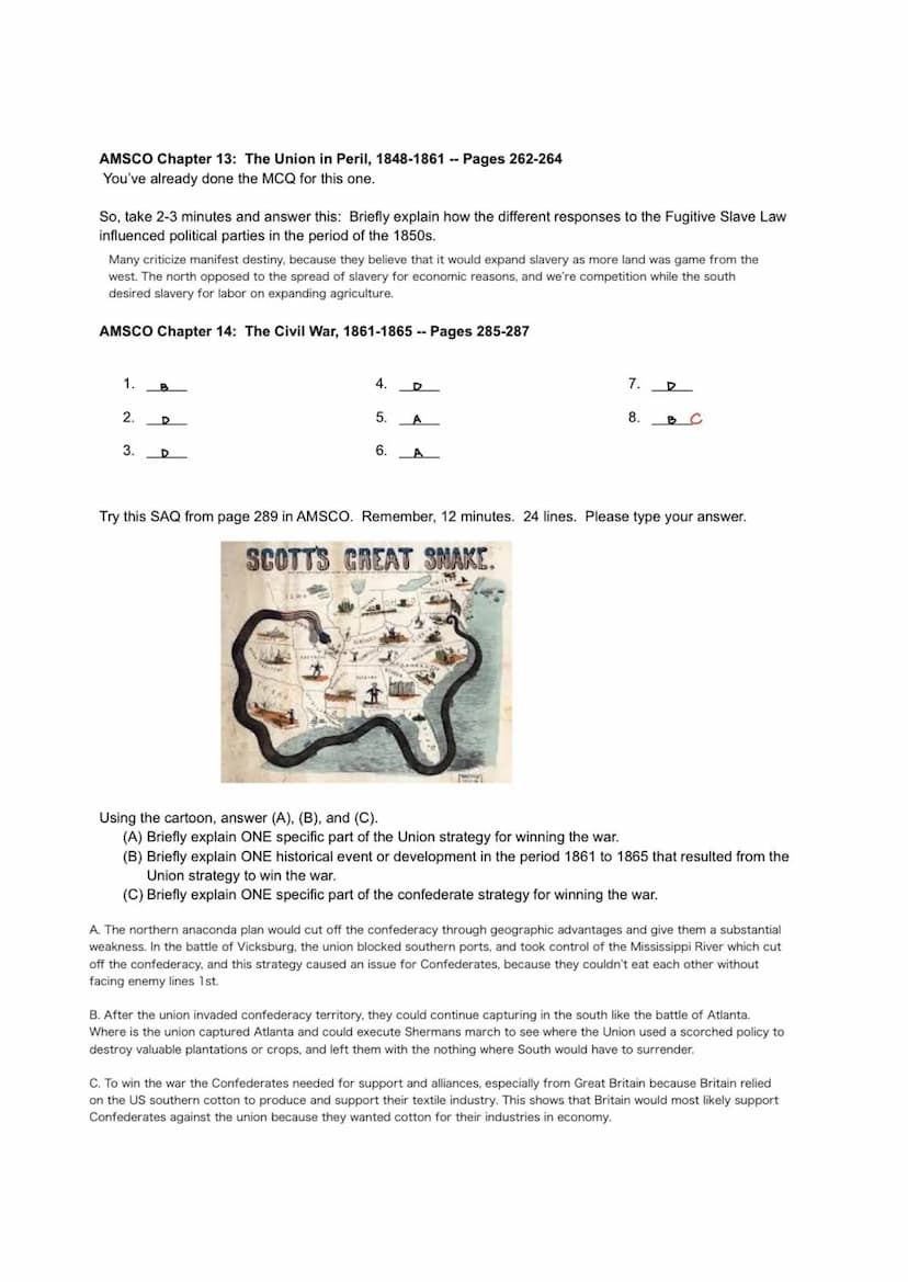 The Civil War: Causes, Courses, and Skills Practice
Directions: You will fill this out as a study guide for the Civil War. Some of it is rev