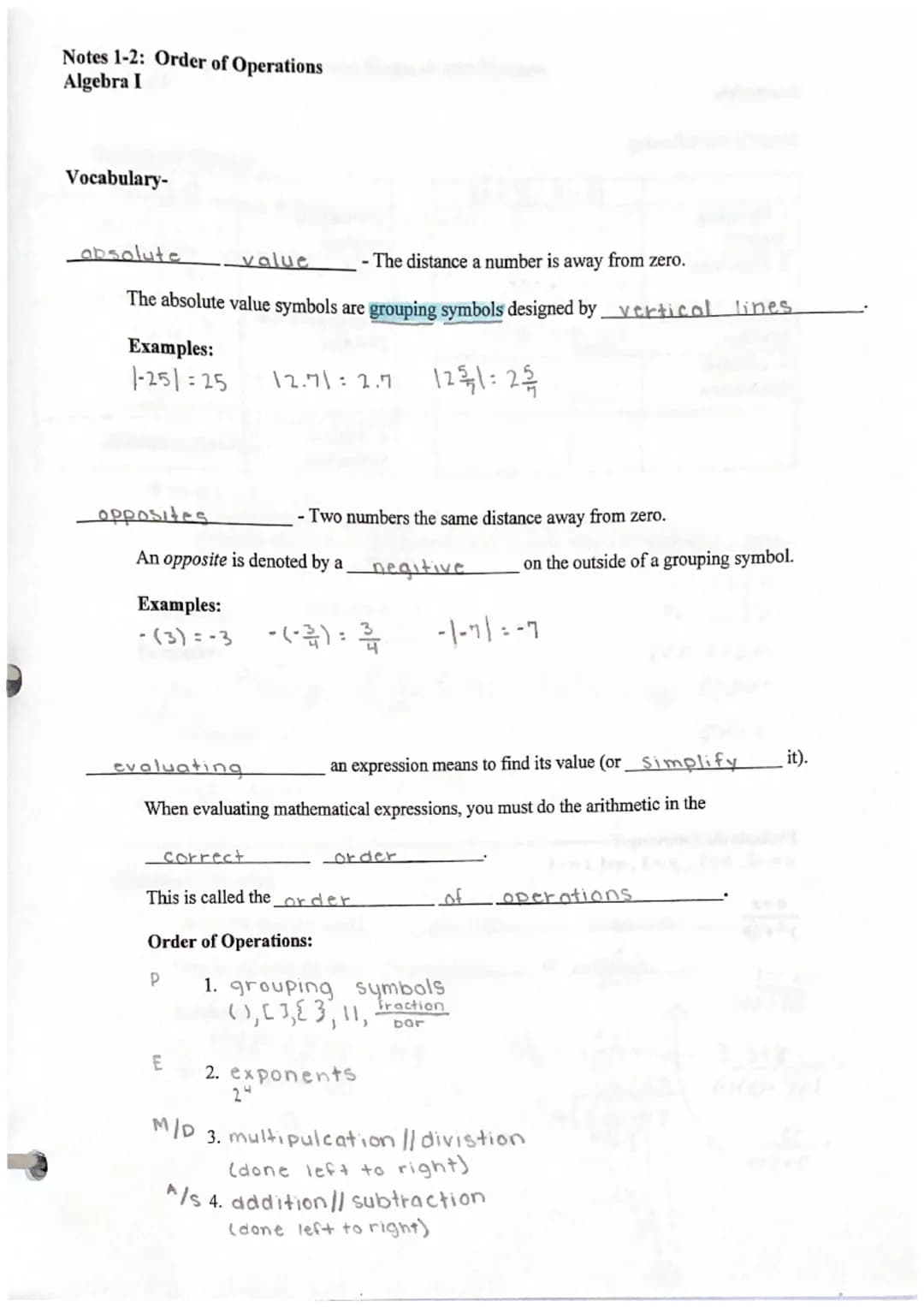 Notes 1-1: Review of Sign Rules
Algebra I
Addition
-Same Signs: Add and Keep the Sign
4+3=7
(-4) + (-3) = -7
(-2) + (-6): -8.
- Different Si