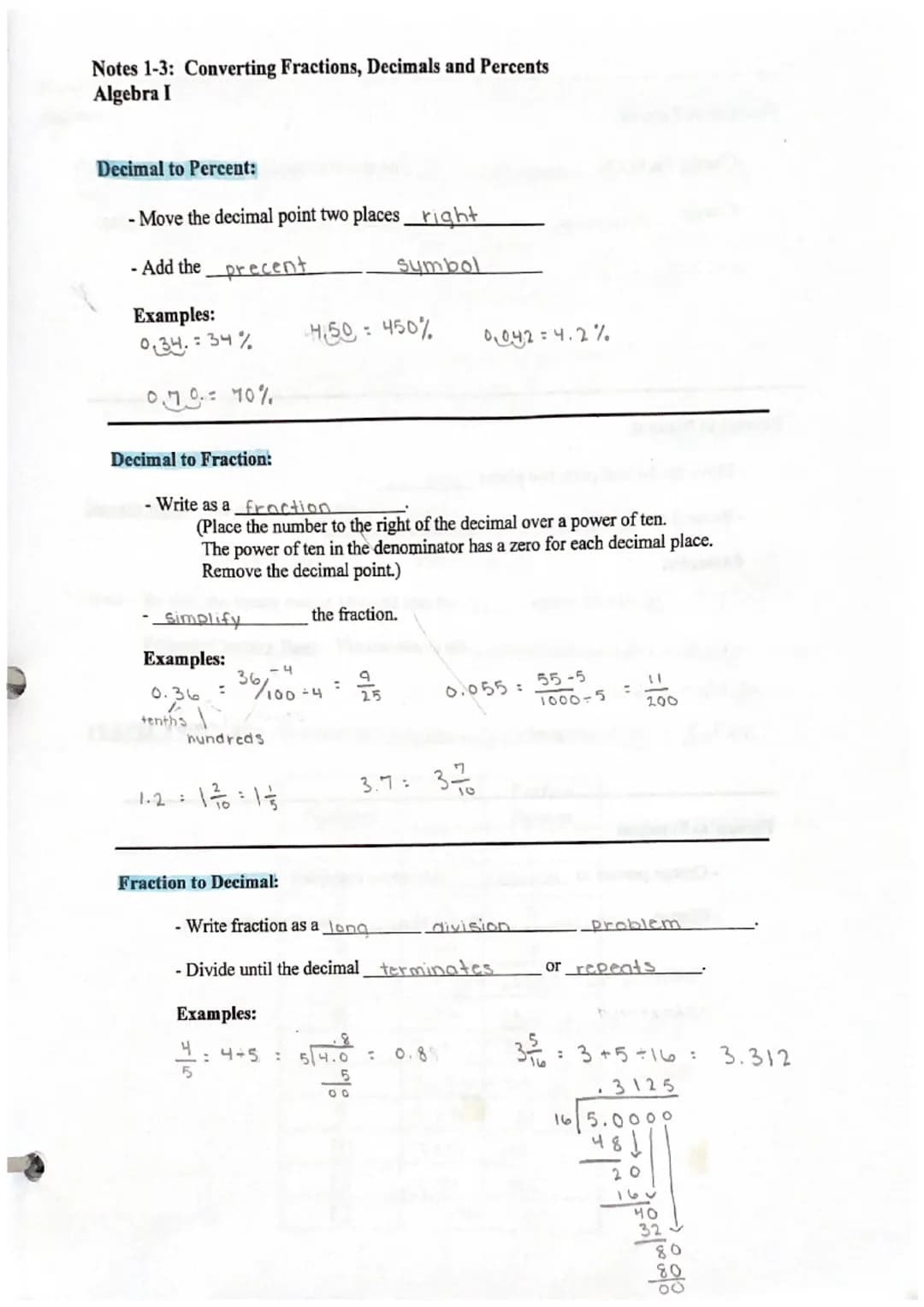 Notes 1-1: Review of Sign Rules
Algebra I
Addition
-Same Signs: Add and Keep the Sign
4+3=7
(-4) + (-3) = -7
(-2) + (-6): -8.
- Different Si
