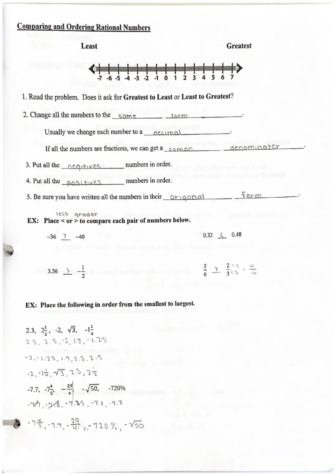 Notes 1-1: Review of Sign Rules
Algebra I
Addition
-Same Signs: Add and Keep the Sign
4+3=7
(-4) + (-3) = -7
(-2) + (-6): -8.
- Different Si