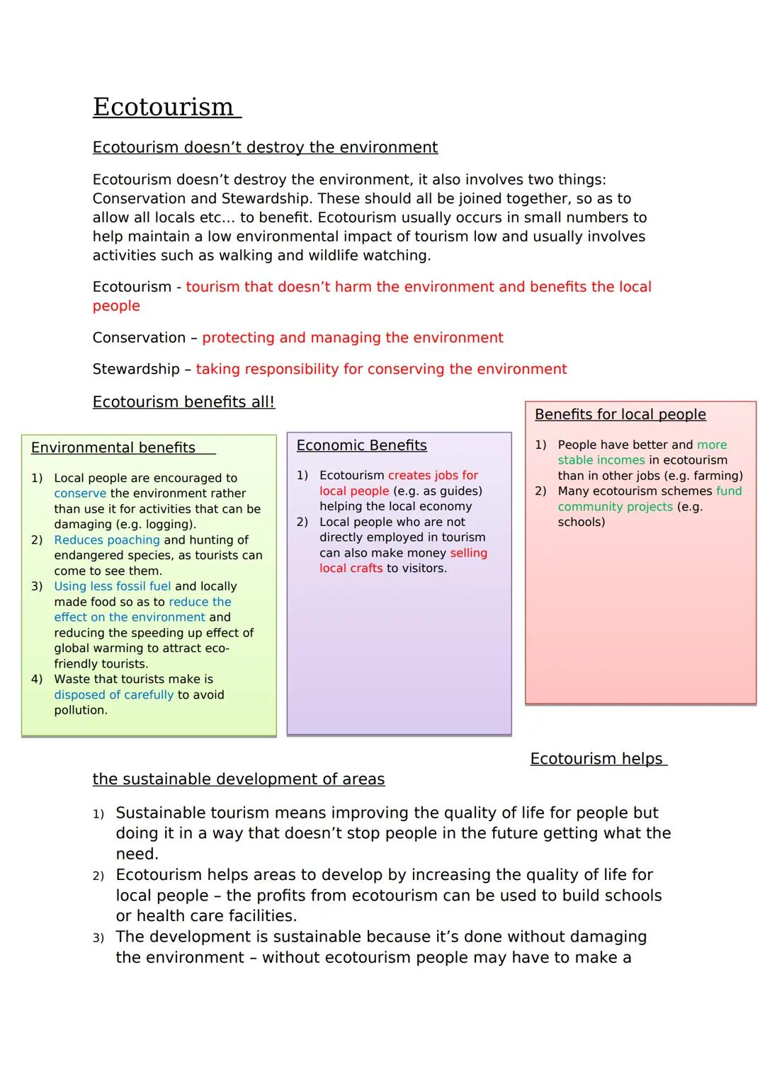 Ecotourism
Ecotourism doesn't destroy the environment
Ecotourism doesn't destroy the environment, it also involves two things:
Conservation 