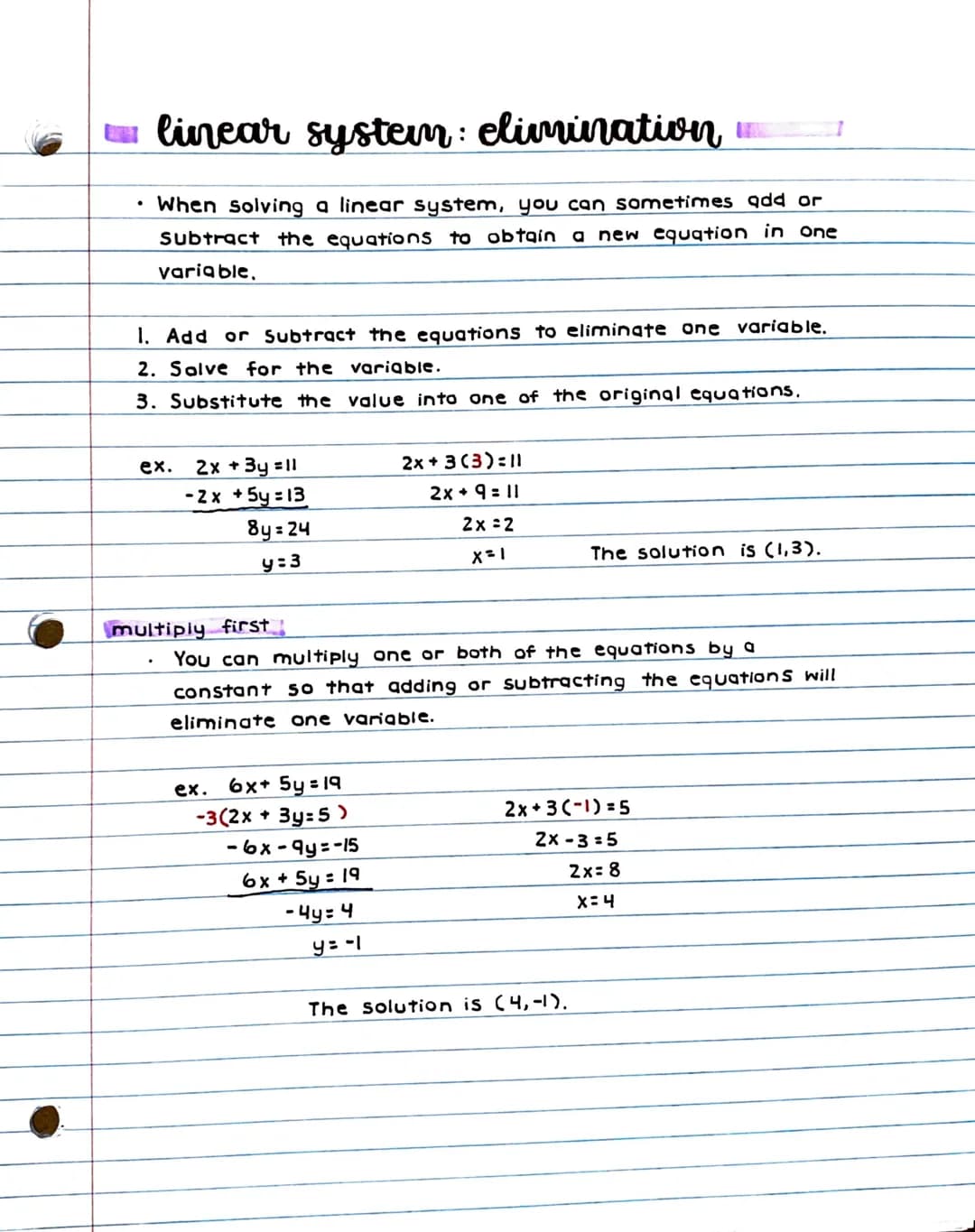 linear systems: graphing
A linear system, consists of two or more linear equations
in the same variables.
.
A solution of a linear system is