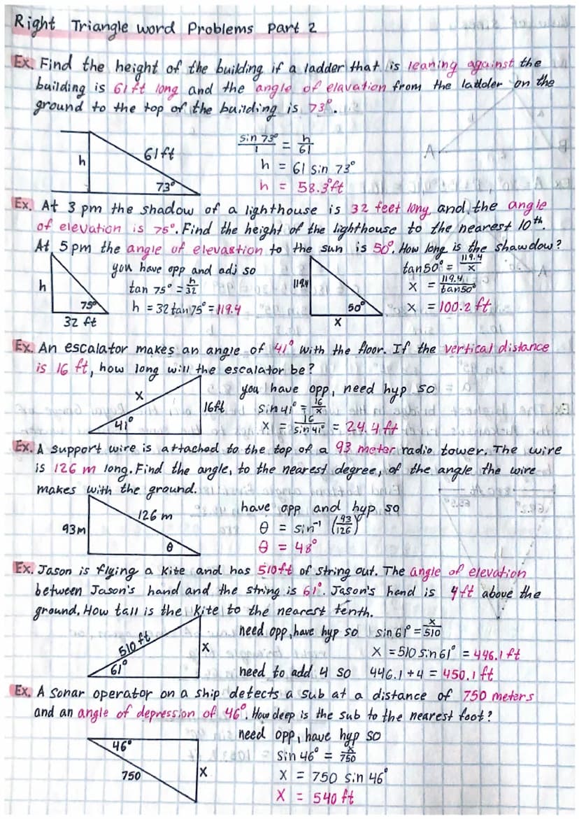 0
Right Triangle word Problems Part 1
Ex. Joe wants to clean his 2nd story windows and needs to buy a
ladder that will reach at least 32 fee
