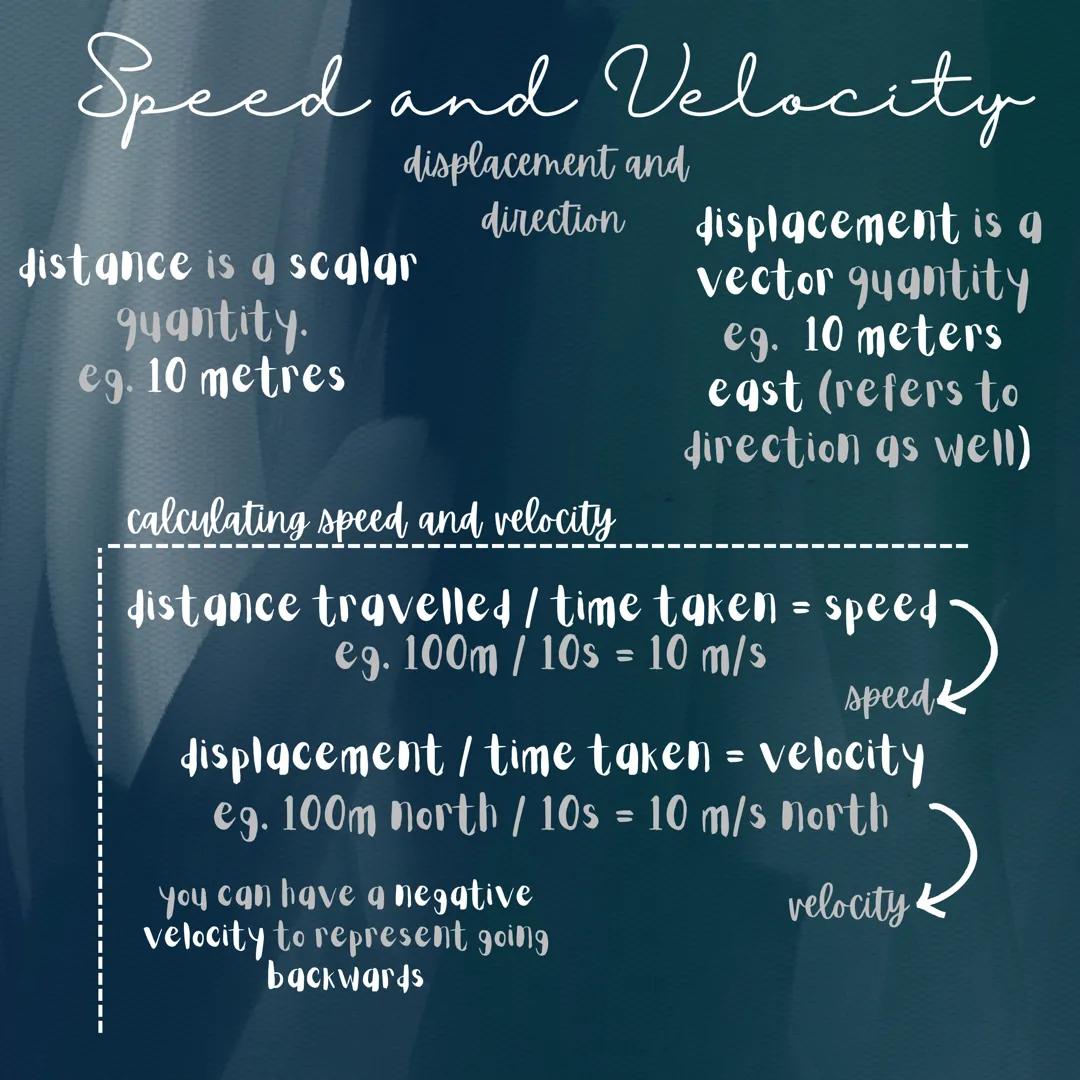 Speed and Velocity
What are
Speed is the rate at
which an object
Covers a distance
Speed is a scalar value whilst velocity is a vector
one.
